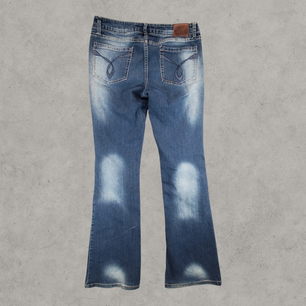 Paris Blues Women Blue Flare Leg Jeans Mid Rise Y2K Faded Denim Size 9 GLC20222 - Picture 8 of 8